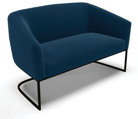 Sofá 2 Lugares Namoradeira Industrial Preto Stella Bouclê Azul D03 - D'Rossi