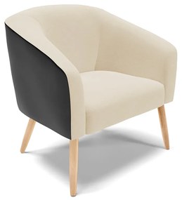 Namoradeira e 2 Poltronas Pé Palito Natural Stella Preto/Linho Bege D03 - D'Rossi