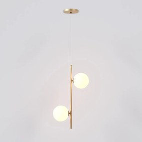 Pendente Vertical Slim Jabuticaba 10X23,5X48,5Cm Aluminio E 2X Globo Ø... (CHAMPANHE, FOSCO)