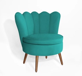 Poltrona Decorativa Dália Pés Palito Veludo Azul Tiffany