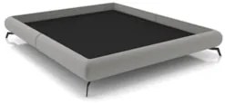 Cama Queen Base Box 158x198cm Pés de Ferro Cold Z37 Veludo Cinza - Mpo