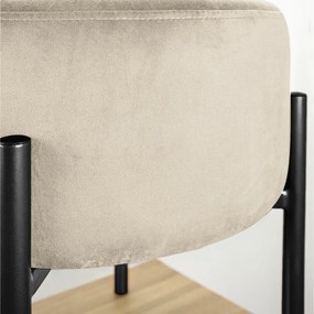 Puff Banqueta Decorativo Industrial Preto Iron Suede Bege D03 - D'Rossi