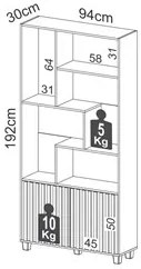 Estante Livreiro 2 Portas Ripadas Nessie D01 Preto Fosco/Freijó - Mpoz