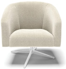 Poltrona Decorativa Giratória Cromada Stella Bouclê D03 - D'Rossi - Bege