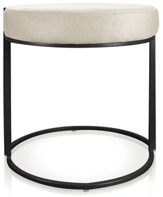 Puff Redondo Base Industrial Preto Love Suede D03 - D'Rossi - Bege