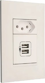 Conjunto Tomada 2P+T E Carregador Usb Branco Pial Plus+
