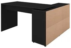 Mesa Escrivaninha em L Eron e Gaveteiro com Rodízios Mity A06 Preto -