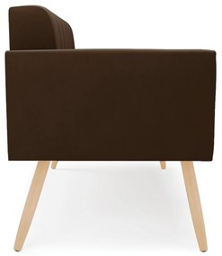 Sofá Namoradeira Elisa Suede Pés Palito Natural - D'Rossi - Marrom