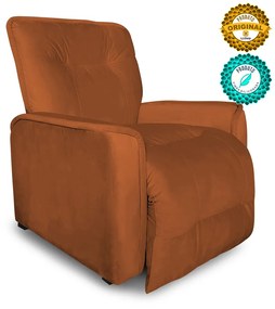 Poltrona do Papai Reclinável Orion Veludo Terracota - Sheep Estofados - Laranja