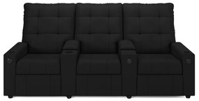 Poltrona do Papai Reclinável Sala de Cinema Movie 3 Lugares Manual Baú USB PU Preto