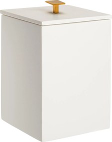 Lixeira de Piso Resina Off White Fosco - Ouro Escovado  Ouro Escovado