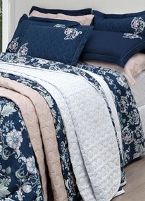 Jogo de Cama 200 Fios Azul Queen 4 Peças