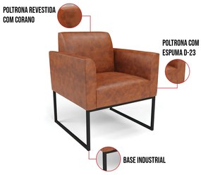 Kit 2 Poltronas Base Industrial Preto Marisa Corano - Nozes