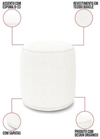 Puff Redondo Orgânico para Sala Malu Bouclê M11 - D'Rossi - Off White