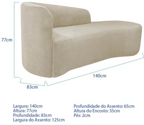 Kit Sofá Curvo França 140cm LD. e 2 Poltronas Luiza Max Conforto, Elegância e Design Moderno Linho