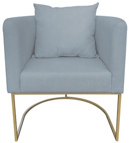 Poltrona Paola Linho Base Metálica Dourado D03 - D'Rossi - Cinza Claro A05