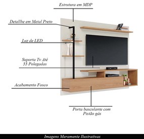 Home Painel Suspenso 180cm Maui Led Off White/Freijó G73 - Gran Belo