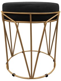 PUFF BABU SUEDE BASE DOURADO DROSSI - Preto