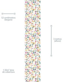 Papel de Parede Floral Laranja Rosa Roxo Amarelo Verde e Branco
