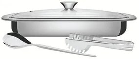 Kit Assar e Servir Tramontina Aço Inox com Tampa de Vidro 3 Peças