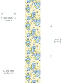 Papel de Parede Floral Amarelo e Azul