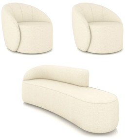 Sofá 4 Lugares Orgânico 220cm Morgan e 2 Poltronas Lua Linho D03 - D'Rossi - Bege