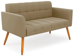 Kit 1 Sofá Namoradeira e 1 Poltrona Elisa Suede Marrom Rato Pés Palito Castanho - D'Rossi