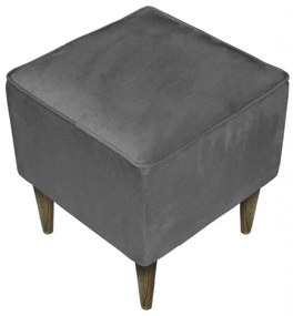 Puff Quadrado Milão Sigma em Suede com Pés Palito - Cinza