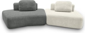 Sofá Ilha Sala de Estar Modulado Dakota Encosto Almofadas Soltas Bouclê Rústico Cinza/OffWhite G33 - Gran Belo