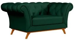 Sofá 150cm 2 Lugares Base Madeira Império C-303 Veludo Verde Musgo - D