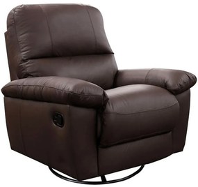 Poltrona do Papai Reclinável Giratória Armênia Glider Mecânico Couro Capucino G40 - Gran Belo