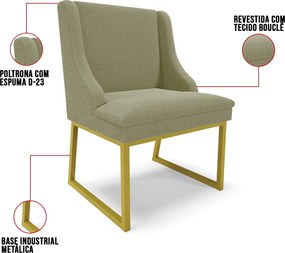 Cadeira Sala de Jantar Industrial Dourado kit 2 Liz Bouclê D03 - D'Rossi - Verde Pistache