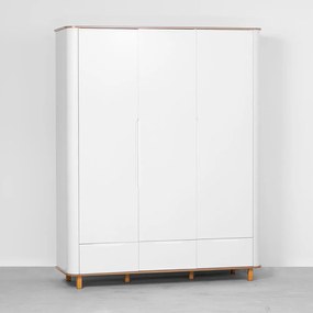 Guarda-Roupa Curvo Nina 3 Portas com Tampo em Cinamomo - Branco