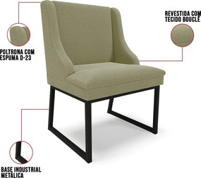 Cadeira Sala de Jantar Industrial Preto kit 4 Liz Bouclê D03 - D'Rossi - Verde Pistache