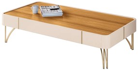 Mesa de Centro Para Sala Pés de Aço Irena H01 - D'Rossi - Off White e Cinamomo