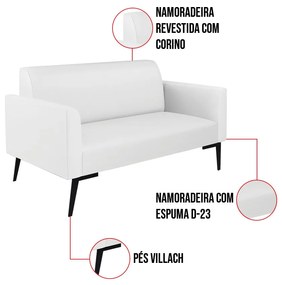 Sofá Namoradeira Pés Villach Marisa Corino D03 - D'Rossi - Branco