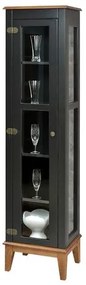 Cristaleira Remy 1 Porta cor Preto com Base Amêndoa 180 cm - 60758 Sun House