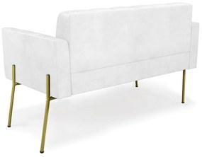 Sofá Namoradeira 2 Lugares Pé de Ferro Dourado Elisa Corano D03 - D'Rossi - Branco