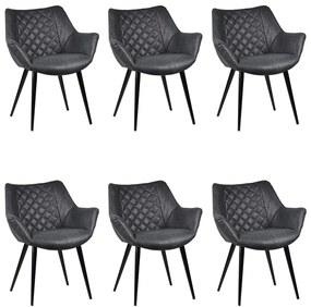 Kit 6 Cadeiras Decorativas Sala e Escritório Mandalla PU Sintético Preta G56 - Gran Belo