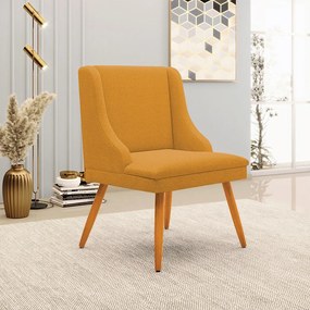 Cadeira Sala de Jantar Pé Palito Castanho Liz Bouclê D03 - D'Rossi - Mostarda