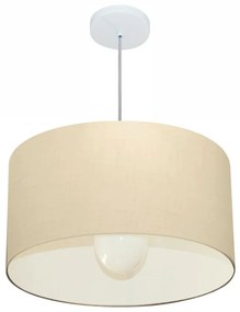 Lustre Pendente Cilíndrico Md-4069 Cúpula em Tecido 50x30cm Algodão Crú - Bivolt