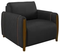 Poltrona Decorativa para Sala de Estar 98cm Amaranto Z32 PU Preto - Mp