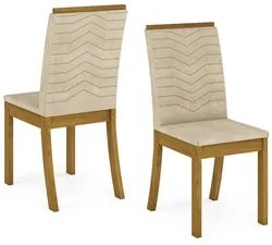Kit 4 Cadeiras Estofadas para Sala de Jantar Isa Nature/Linho - Henn