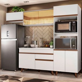 Armário de Cozinha Completa 260cm Branco Reims Madesa 01 Cor:Branco