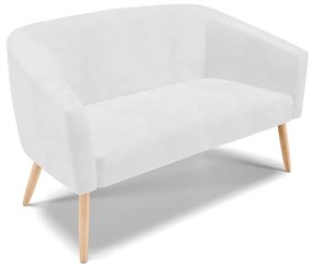 Sofá 2 Lugares Namoradeira Pé Palito Natural Stella Sintético PU Branco D03 - D'Rossi