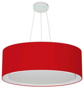 Lustre Pendente Cilíndrico Duplo Md-4126 Cúpula em Tecido 80x30cm Bordo - Bivolt
