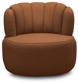 Kit 2 Poltronas Decorativas Mariele Sala de Estar Base Giratória em Aço Couro Conhaque G88 - Gran Belo