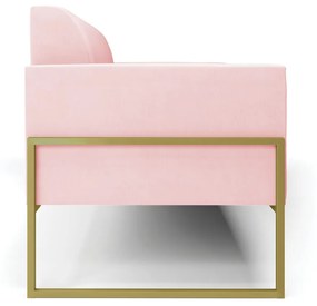 Sofá Namoradeira Base Industrial Alta Dourado Marisa Suede D03 - D'Rossi - Rosa Bebê