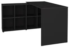 Mesa Escrivaninha em L Eron e Estante Livreiro 90x187cm Lean A06 Preto