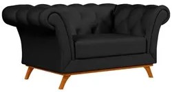 Sofá 150cm 2 Lugares Base Madeira Império C-300 Veludo Preto - Domi